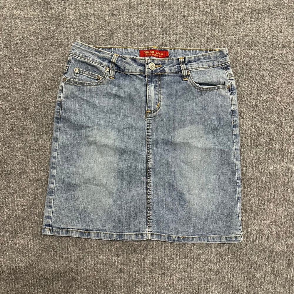 Drum Jeans Skirt Womens Size M Blue Denim Mini Light Wash Casual Stretch